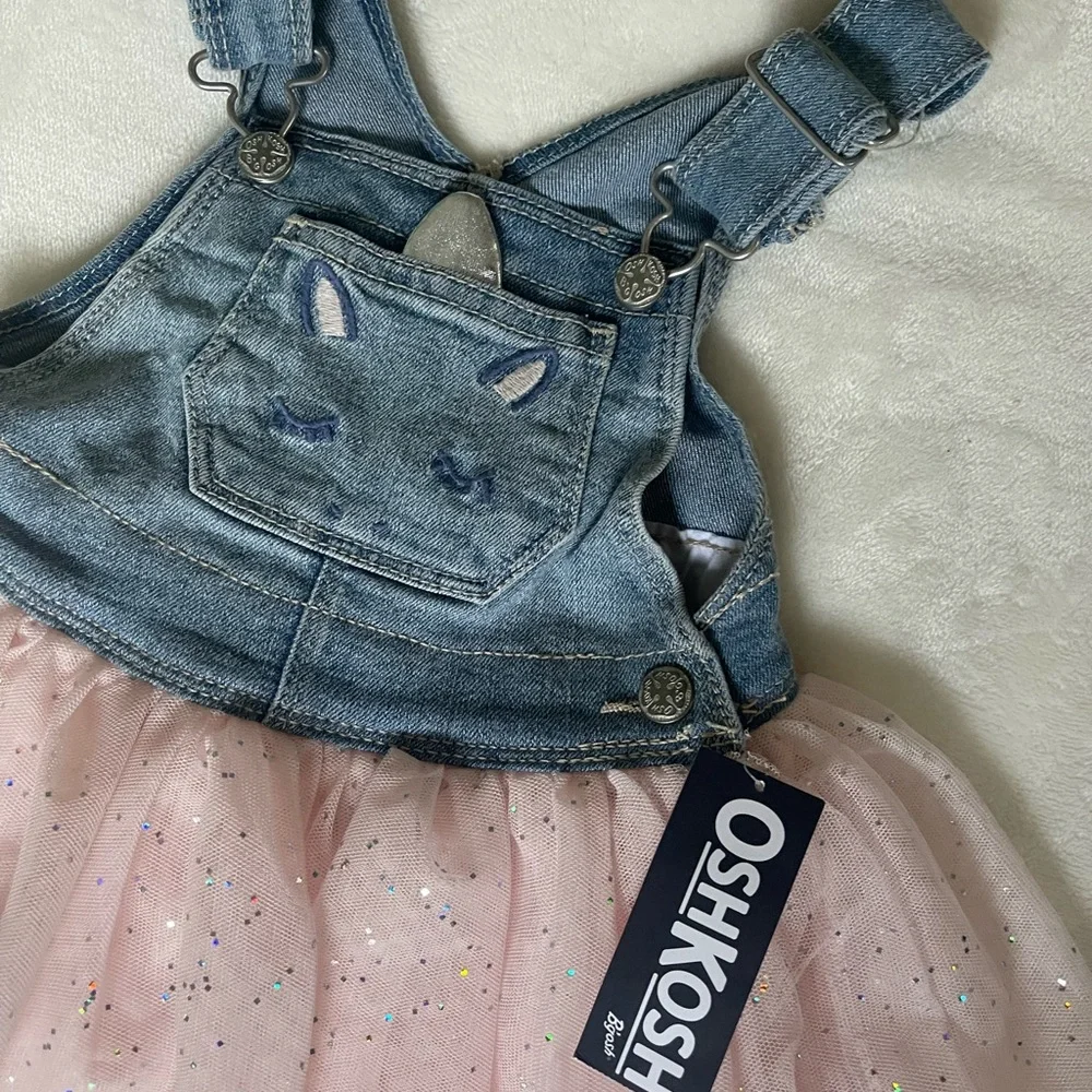 OshKosh B'gosh Pink Tulle Denim Overall Dress for Kids